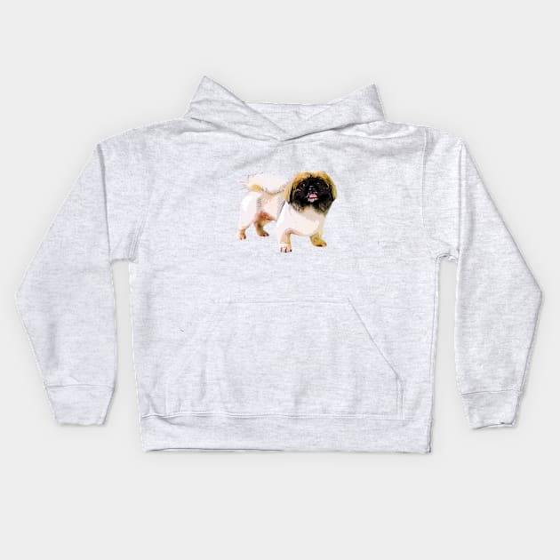 Pekingese Dog Adorable Pekinese Puppy Face Kids Hoodie by ElegantCat